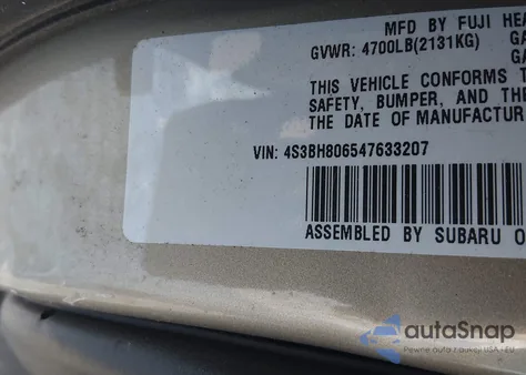 2004 Subaru Outback H6-3.0 L.l. Bean Edition z USA, uszkodzony, nr VIN 4S3BH806547633207